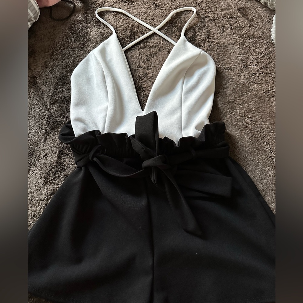 Backless paper bag romper